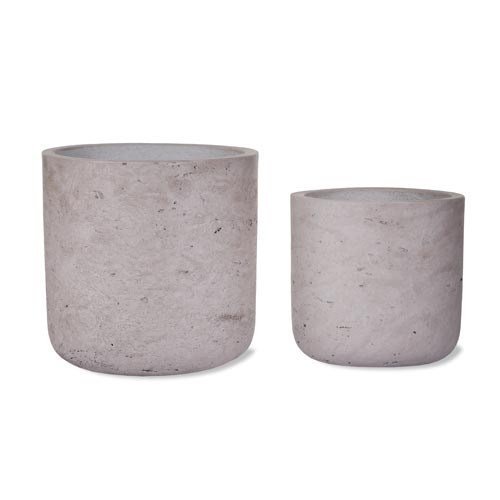 Garden Trading Set of 2 Stratton Straight Cement Plant Pots in Stone